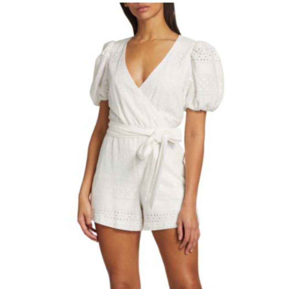Paulina Eyelet Wrap Romper